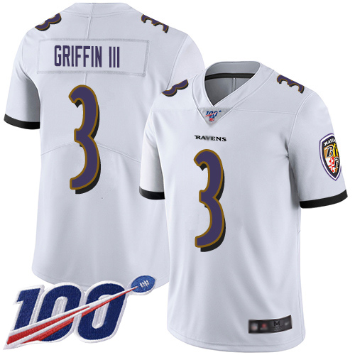 Baltimore Ravens Limited White Men Robert Griffin III Road Jersey NFL Football #3 100th Season Vapor Untouchable->baltimore ravens->NFL Jersey